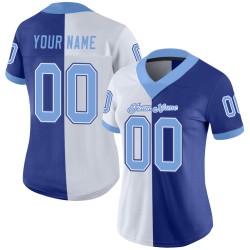 Maillot de football personnalisé bleu clair et blanc en maille fendue